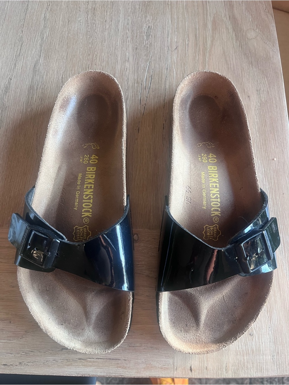 Birkenstock Black Patent Madrid Single-Buckle Slide Sandals